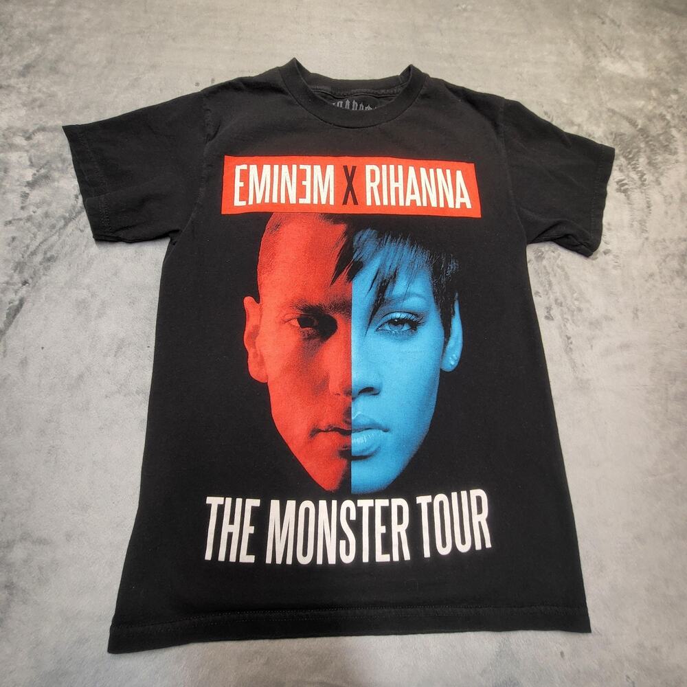Eminem Rihanna Shirt Womens Small Black The Monster Tour Concert Tee Trapstar
